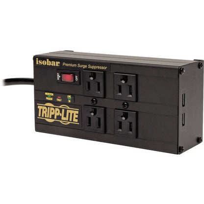 Multiprise avec parasurtenseur Tripp Lite Isobar, 4 prises, 2 ports de chargement USB, cordon de 8 pieds - 4 x NEMA 5-15R, 2 x USB - 1440 VA - 3330 J - Entrée 120 V CA IBAR4ULTRAUSBB