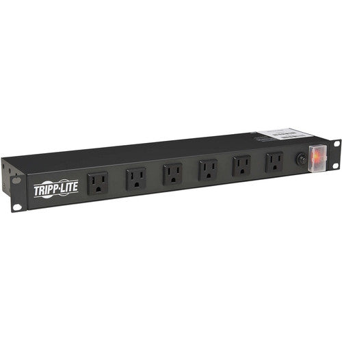 Multiprise Tripp Lite pour montage en rack en métal 120 V 5-15R à angle droit 12 prises 1U RS-1215-RA