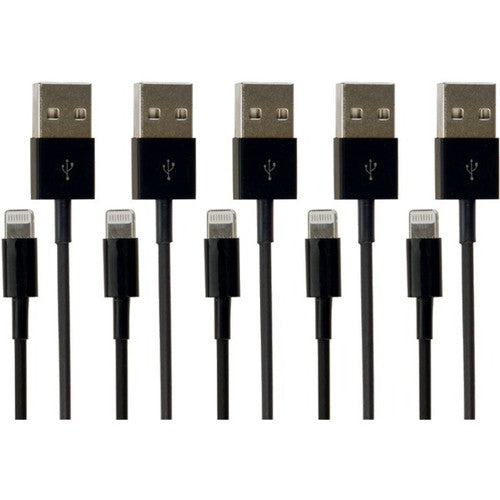 Câble VisionTek Lightning vers USB 1 mètre Noir Lot de 5 (M/M) 900784
