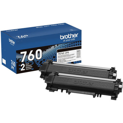 Cartouche de toner laser haute capacité d'origine Brother TN760 - Paquet de deux - Noir - 2 / Boîte TN760 2PK