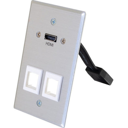 Plaque murale traversante HDMI 1 gang C2G avec deux prises Keystone - Aluminium 60160