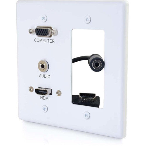 Plaque murale décorative double VGA, audio 3,5 mm et HDMI C2G blanche 39877