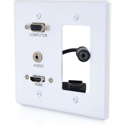 Plaque murale décorative double VGA, audio 3,5 mm et HDMI C2G blanche 39877