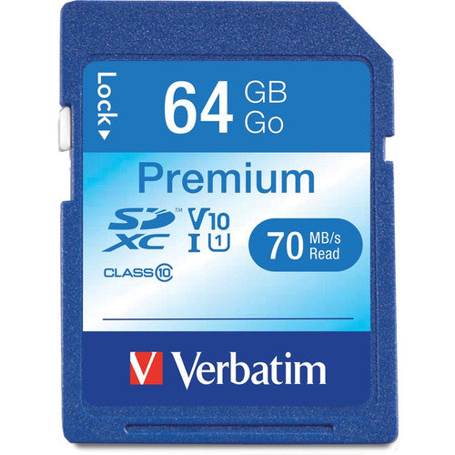 Carte mémoire SDXC Premium Verbatim 64 Go, UHS-I V10 U1 Classe 10 44024