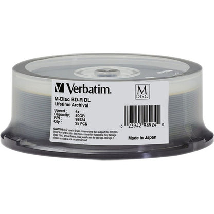 Support enregistrable Blu-ray Verbatim - BD-R DL - 8x - 50 Go - Paquet de 25 Spindle 98924