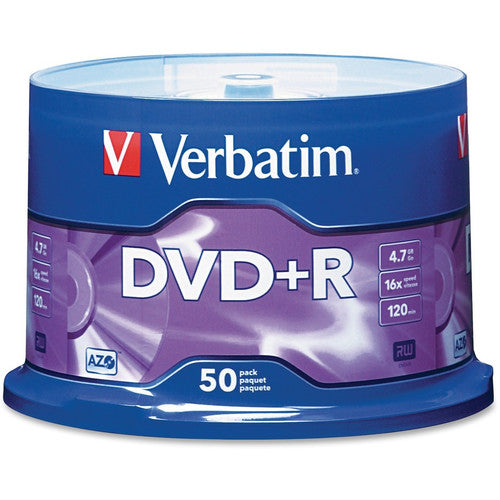 DVD+R Verbatim AZO 4,7 Go 16X avec surface de marque - 50 pack Spindle 95037