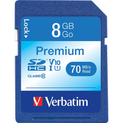 Carte mémoire SDHC Premium Verbatim 8 Go, UHS-I V10 U1 Classe 10 96318