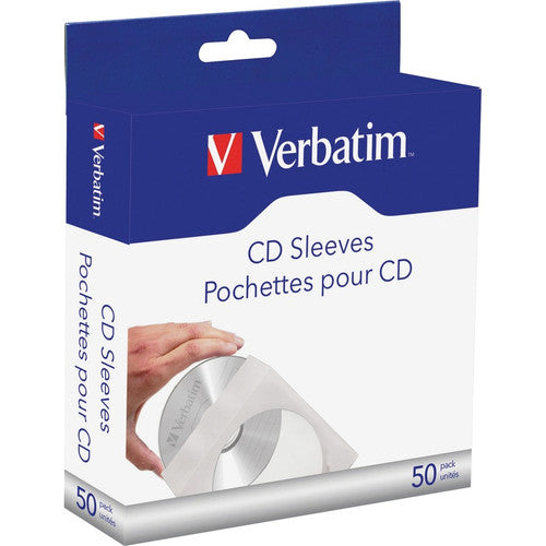 Pochettes en papier pour CD/DVD Verbatim avec fenêtre transparente - Boîte de 50 paquets 70126