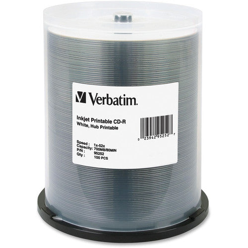 Support enregistrable sur CD Verbatim 95252 - CD-R - 52x - 700 Mo - Paquet de 100 Spindle 95252