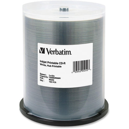 Support enregistrable sur CD Verbatim 95252 - CD-R - 52x - 700 Mo - Paquet de 100 Spindle 95252