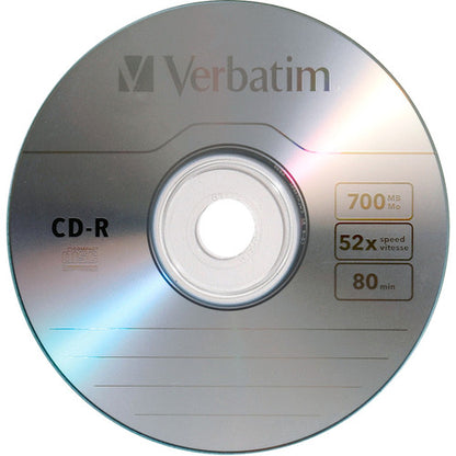 Support enregistrable sur CD Verbatim - CD-R - 52x - 700 Mo - Paquet de 80 boîtiers minces 94935-8X10PK