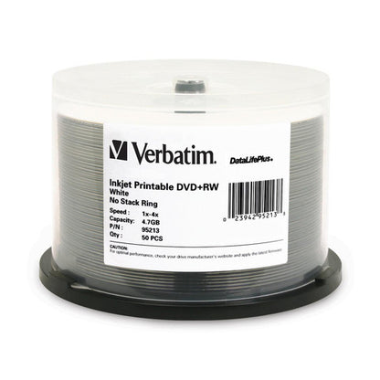 DVD+RW Verbatim 4,7 Go 4X DataLifePlus blanc imprimable par jet d'encre - 50 pack Spindle 95213