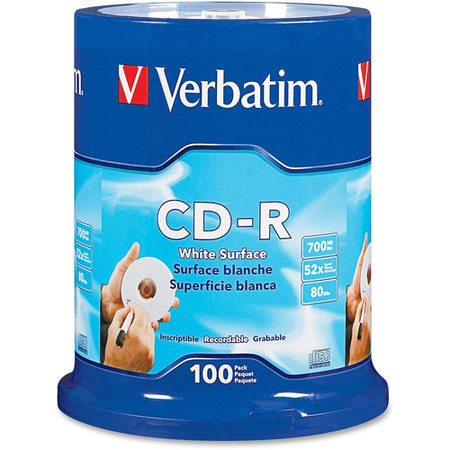 Support enregistrable sur CD Verbatim 94712 - CD-R - 52x - 700 Mo - Paquet de 100 Spindle 94712