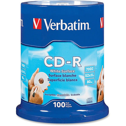 Support enregistrable sur CD Verbatim 94712 - CD-R - 52x - 700 Mo - Paquet de 100 Spindle 94712