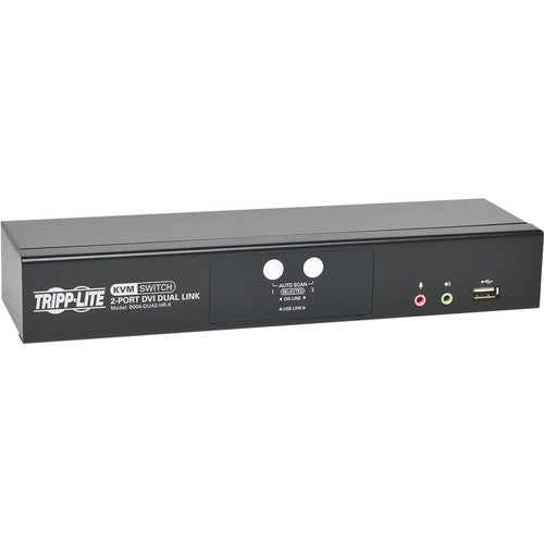 Commutateur KVM double liaison DVI / USB à 2 ports Tripp Lite par Eaton avec audio et câbles B004-DUA2-HR-K