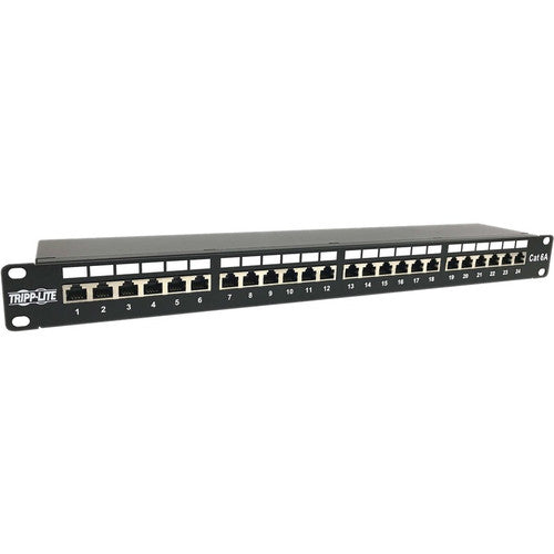 Tripp Lite by Eaton 24-Port Cat6a Shielded Patch Panel - 10 Gbps, STP, 110 Punch Down, RJ45, 1U, TAA N252-024-6A-SH