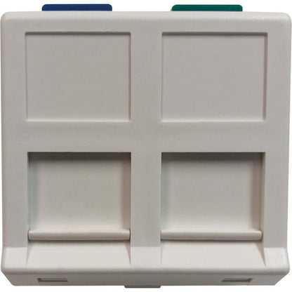 Module d'insertion de style européen à 2 ports Tripp Lite by Eaton, module coudé à obturateur non chargé, languettes d'icône, blanc N042E-WM2-SAT