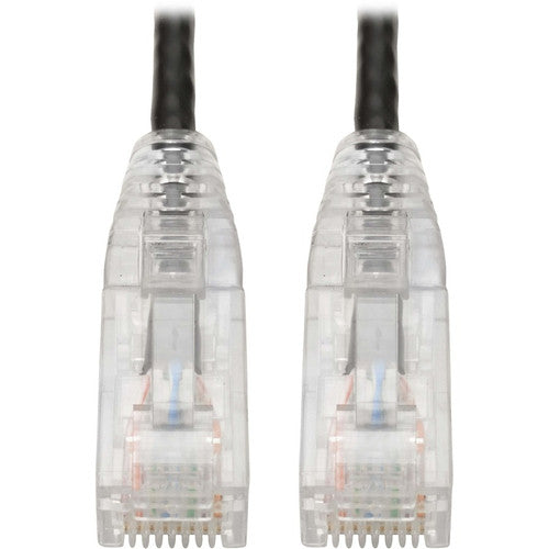 Câble de raccordement UTP Cat6 Tripp Lite par Eaton (RJ45) - M/M, Gigabit, sans accroc, moulé, fin, noir, 8 po N201-S8N-BK