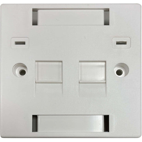 Tripp Lite by Eaton 2-Port UK-Style Keystone Wall Plate, Unloaded Shuttered Module, Icon Tabs, White N042U-W02-ST