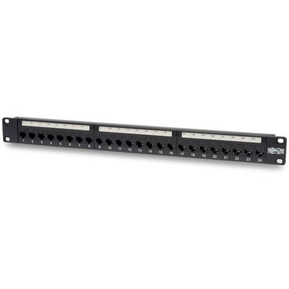 Panneau de brassage Tripp Lite 24 ports Cat6 Cat5 traversant pour montage en rack 568A/B RJ45 1URM TAA N254-024