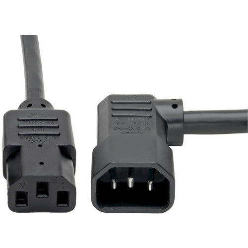Câble d'extension de cordon d'alimentation Tripp Lite 6 pieds coudé à gauche C14 à C13 robuste 15 A 14 AWG 6' P005-006-14LA