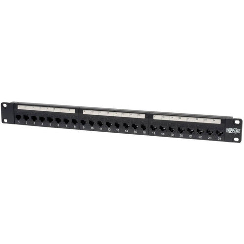 Panneau de brassage traversant Cat5e Cat5e 24 ports Tripp Lite pour montage en rack 1URM RJ45 Ethernet TAA N054-024