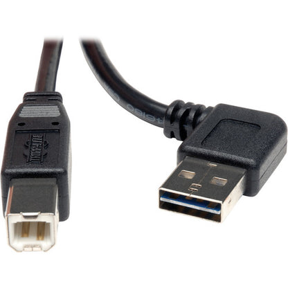 Câble USB 2.0 réversible universel à angle droit A mâle vers B mâle Tripp Lite par Eaton - 3 pieds UR022-003-RA