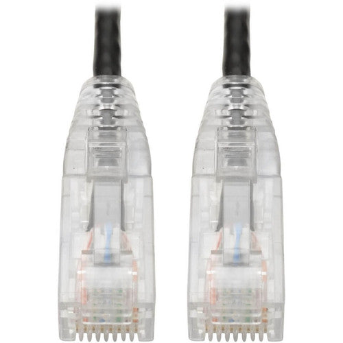 Câble de raccordement UTP Cat6 Tripp Lite par Eaton (RJ45) - M/M, Gigabit, sans accroc, moulé, fin, noir, 1 pi. N201-S01-BK