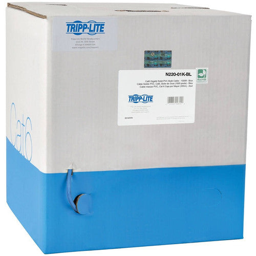 Câble PVC CMR 24AWG Cat6 Gigabit multibrin Tripp Lite par Eaton, bleu, 1000 pi N220-01K-BL