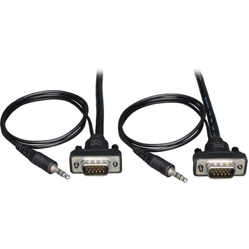 Tripp Lite 3ft SVGA / VGA Coax Monitor Cable Low Profile with Audio and RGB High Resolution HD15 M/M 3' P504-003-SM