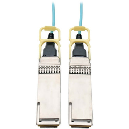 Tripp Lite by Eaton QSFP28 to QSFP28 Active Optical Cable - 100GbE, AOC, M/M, Aqua, 2 m (6.6 ft.) N28H-02M-AQ