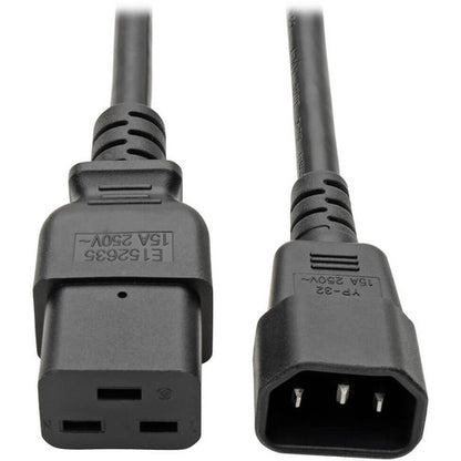 Câble d'extension de cordon d'alimentation Tripp Lite 2 pieds C19 à C14 robuste 15 A 14 AWG 2' P047-002