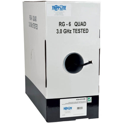 Câble coaxial Tripp Lite par Eaton RG6/U à quadruple blindage, homologué CMR, noir, 1 000 pi A224-01K-BK