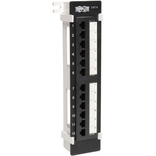 Tripp Lite 12-Port Cat6 Cat5 Patch Panel Wall Mount Vertical 110 RJ45 TAA N250-012