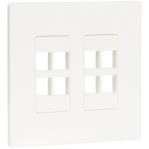 Plaque frontale double à 8 ports Keystone de Tripp Lite par Eaton, blanche, TAA N080-208