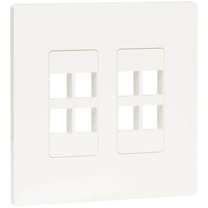 Plaque frontale double à 8 ports Keystone de Tripp Lite par Eaton, blanche, TAA N080-208