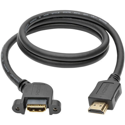 Câble HDMI haute vitesse Tripp Lite 3 pieds avec Ethernet Montage sur panneau vidéo/audio numérique M/F 3' P569-003-MF-APM