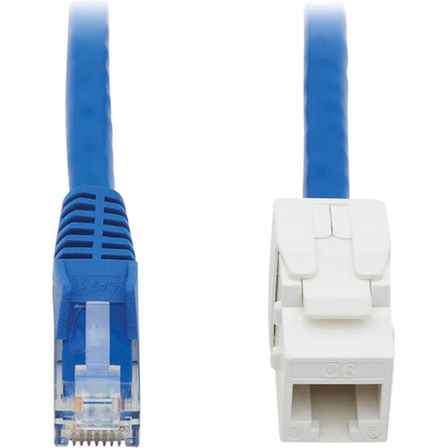Câble d'assemblage de prise Keystone Cat6 de Tripp Lite par Eaton, RJ45 M/F, 18 po, bleu N237-F18N-WHSH