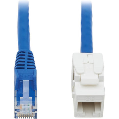 Câble d'assemblage de prise Keystone Cat6 de Tripp Lite par Eaton, RJ45 M/F, 18 po, bleu N237-F18N-WHSH