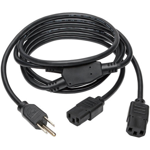 Câble répartiteur en Y pour cordon d'alimentation Tripp Lite de 6 pieds 5-15P vers 2xC13 10A 18AWG 6' P006-006-2