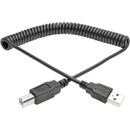 Câble spiralé USB 2.0 haute vitesse A/B Tripp Lite par Eaton (M/M), 10 pi U022-010-COIL