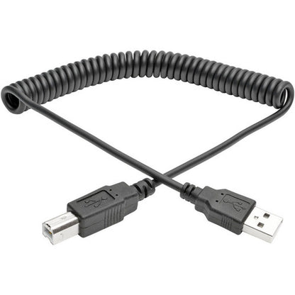 Câble spiralé USB 2.0 haute vitesse A/B Tripp Lite par Eaton (M/M), 10 pi U022-010-COIL