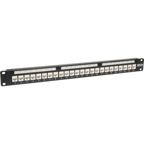 Panneau de brassage Tripp Lite Cat6 Cat5e 24 ports à profil bas, traversant, montage en rack RJ45 1U TAA N250-024-LP
