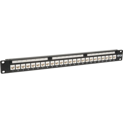 Panneau de brassage Tripp Lite Cat6 Cat5e 24 ports à profil bas, traversant, montage en rack RJ45 1U TAA N250-024-LP