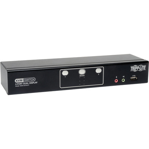 Commutateur KVM DVI à 2 ports pour deux écrans Tripp Lite par Eaton avec audio et concentrateur USB 2.0, câbles inclus B004-2DUA2-K