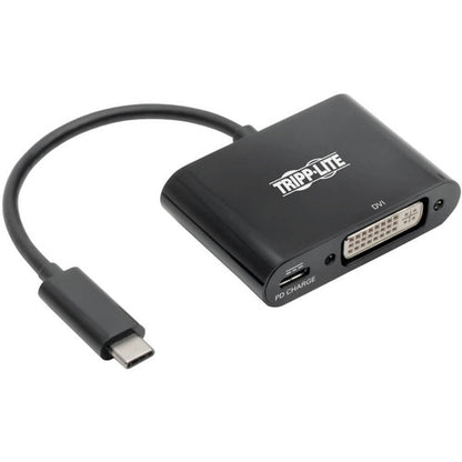 Adaptateur USB-C vers DVI Tripp Lite par Eaton avec chargement PD - USB 3.1, Thunderbolt 3, 1080p, noir U444-06N-DB-C