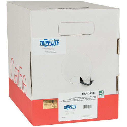 Câble en PVC Cat5e 350 MHz à âme pleine en vrac de Tripp Lite par Eaton, noir, 1 000 pi N024-01K-BK