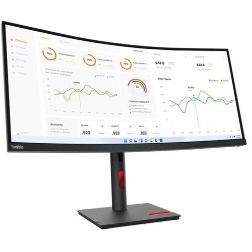 Lenovo ThinkVision T34w-30 34" Class Webcam UW-QHD Curved Screen LED Monitor - 21:9 - Raven Black 63D4ZAR1US