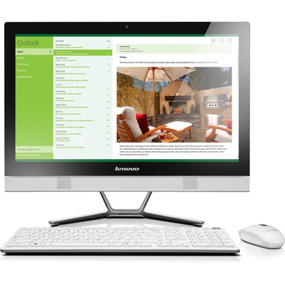 Ordinateur tout-en-un Lenovo C50-30 F0B100GFUS - Intel Pentium 3825U 1,90 GHz - 4 Go de RAM DDR3L SDRAM - Disque dur 1 To - Écran tactile 23" 1920 x 1080 - Bureau - Blanc F0B100GFUS