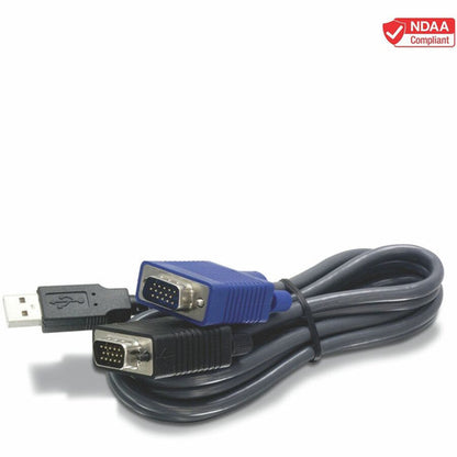 Câble KVM USB VGA TRENDnet, 15 pieds, TK-CU15, connexion aux commutateurs KVM TRENDnet, câble clavier/souris USB et câble moniteur TK-CU15